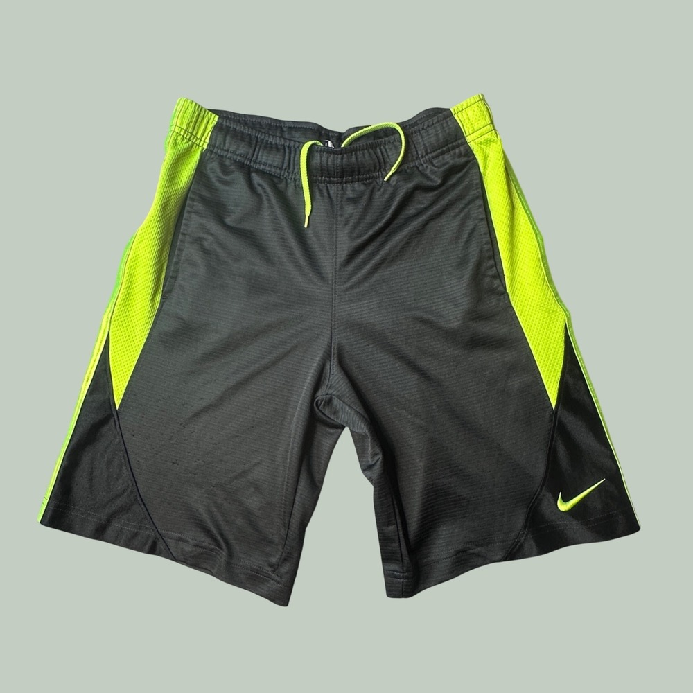 Nike Shorts Mens S Grey Volt Green 642152-060 Athletic Basketball Training Mesh